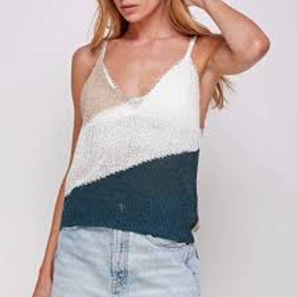 Cozy Co. by Cozy Casual Tank Top Women's Large Colorblock Knit Spaghetti Strap